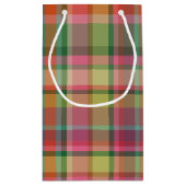 Feierliche Retro Weihnachten Karierter Niedlicher Kleine Geschenktüte (Rückseite)