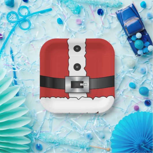 Feierliche Retro Weihnachten Roter Anzug Pappteller (Party)