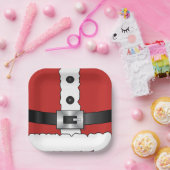 Feierliche Retro Weihnachten Roter Anzug Pappteller (Party)