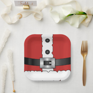 Feierliche Retro Weihnachten Roter Anzug Pappteller