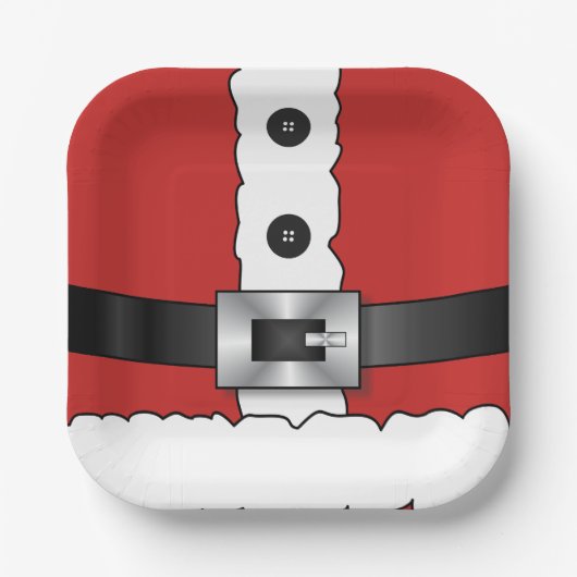 Feierliche Retro Weihnachten Roter Anzug Pappteller (Vorderseite)