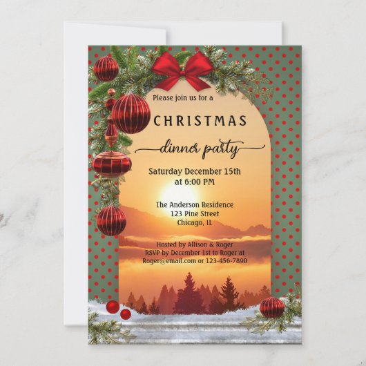 Feierliche Retro Weihnachtsabend Party Einladung (Vorderseite)