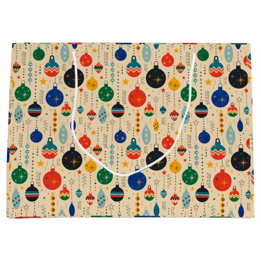 Feierliche Retro Weihnachtsfeiertage Große Geschenktüte (Vorderseite)