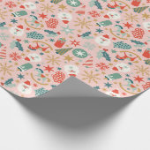 Feierliche Retro Weihnachtsfeiertage Muster Geschenkpapier (Ecke)