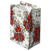 Feierliche Rich Red Poinsettia Blume Geschenktasch Mittlere Geschenktüte (Rückseite Schrägansicht)