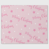 Feierliche Rosa Frohe Weihnachten Geschenkpapier (Flach)
