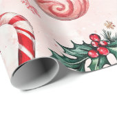 Feierliche Rosa Roter Jahrgang Weihnachten Geschenkpapier (Rolleneckpunkt)