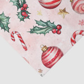 Feierliche Rosa Roter Jahrgang Weihnachten Seidenpapier (Detail)