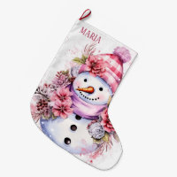 Feierliche Rosa Schneefrau gibt Namen