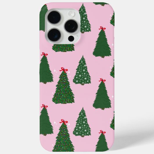 Feierliche Rosa Weihnachtsbaummuster Case-Mate iPhone Hülle (Rückseite)