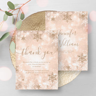 Feierliche Rose Goldene Winterhochzeit Vielen Dank Einladung