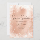 Feierliche Rose Goldschnee elegant schick 16 Einladung (Vorderseite)