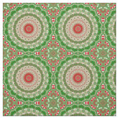 Feierliche Rot-Grün-Mandala mit Urlaubssymmetrie Stoff (Muster)