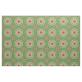 Feierliche Rot-Grün-Mandala mit Urlaubssymmetrie Stoff (Fat Quarter (45,7 x 55,9 cm))