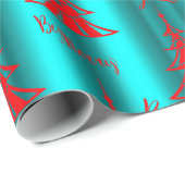 Feierliche Rot und Aqua Sei frohe Weihnachten Geschenkpapier (Rolleneckpunkt)