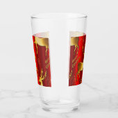 Feierliche Rot und Gold Rentier Frohe Weihnachten Glas (Rechts)