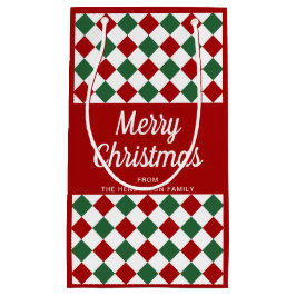 Feierliche Rot und Grün gekreuzt frohe Weihnachten Kleine Geschenktüte