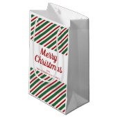 Feierliche Rot und Grün Muster frohe Weihnachten Kleine Geschenktüte (Vorderseite Schrägansicht)