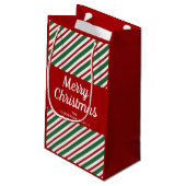 Feierliche Rot und Grün Muster frohe Weihnachten Kleine Geschenktüte (Rückseite Schrägansicht)