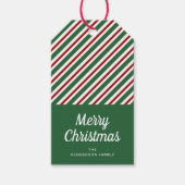Feierliche Rot- und Grünstreifen Weihnachten Geschenkanhänger (Vorderseite)