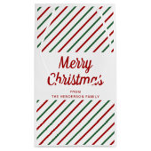 Feierliche Rot- und Grünstreifen Weihnachten Kleine Geschenktüte (Rückseite)