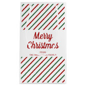 Feierliche Rot- und Grünstreifen Weihnachten Kleine Geschenktüte (Vorderseite)