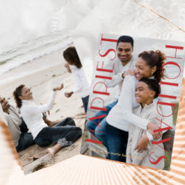 Feierliche Rot zwei Fotos glücklichste Ferien Feiertagskarte