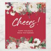 Feierliche Rote Blüte | Weihnachtsjubeln Weinetikett (Einzelnes Label)