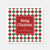 Feierliche Rote Checked Frohe Weihnachten Serviette (Vorderseite)