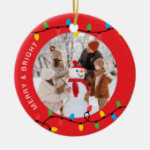 Feierliche Rote Farbenfrohe Weihnachtsbeleuchtung Keramik Ornament (Vorne)