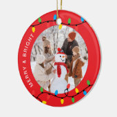 Feierliche Rote Farbenfrohe Weihnachtsbeleuchtung Keramik Ornament (Links)