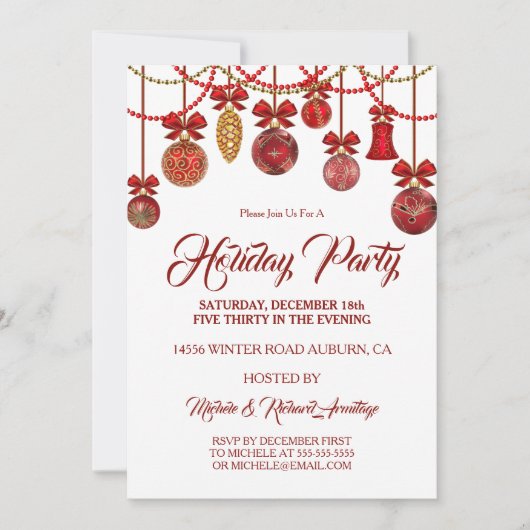 Feierliche Rote Feier Einladung (Vorderseite)