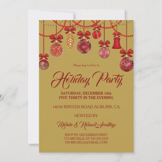 Feierliche Rote Feier Einladung (Vorderseite)