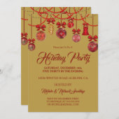Feierliche Rote Feier Einladung (Vorne/Hinten)