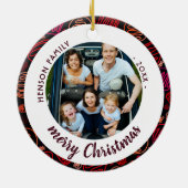 Feierliche Rote Formen Familien Foto Frohe Weihnac Keramik Ornament (Hinten)
