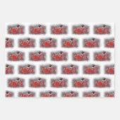 Feierliche Rote Frohe Weihnachten 2023 Geschenkpapier Set (Vorderseite 3)