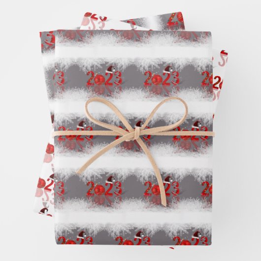 Feierliche Rote Frohe Weihnachten 2023 Geschenkpapier Set (Beispiel)