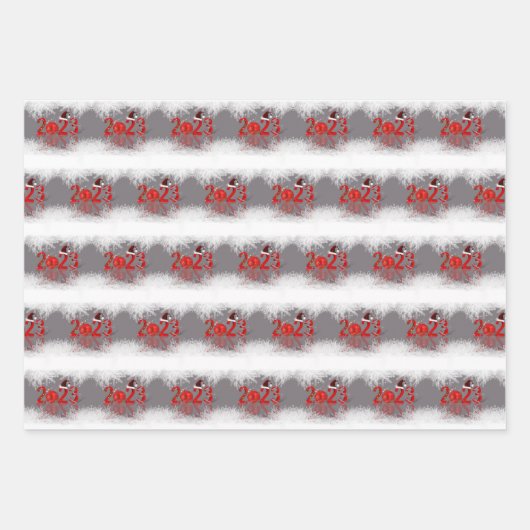 Feierliche Rote Frohe Weihnachten 2023 Geschenkpapier Set (Vorderseite)