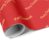 Feierliche Rote Frohe Weihnachten Geschenkpapier (Rolleneckpunkt)