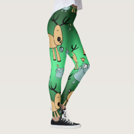 Feierliche Rote Grüne Feiertage Weihnachtstiere Leggings