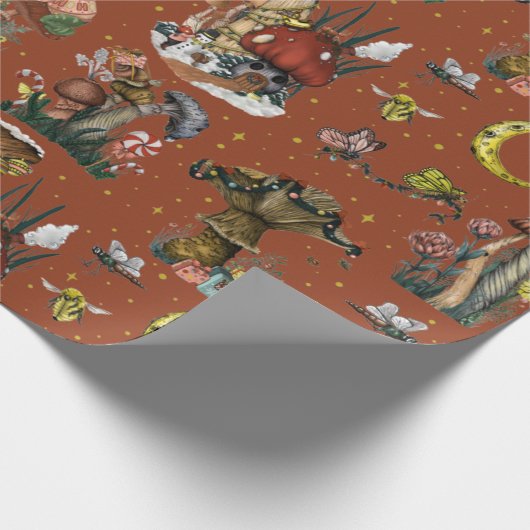 Feierliche Rote Pilze Cotgagecore Frohe Weihnachte Geschenkpapier (Ecke)