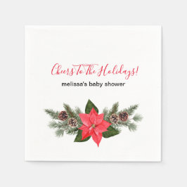 Feierliche Rote Poinsettia Pinecones Serviette