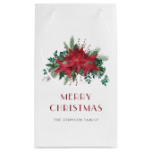 Feierliche Rote Poinsettia Weihnachten Kleine Geschenktüte (Rückseite)