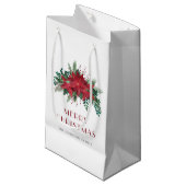 Feierliche Rote Poinsettia Weihnachten Kleine Geschenktüte (Vorderseite Schrägansicht)