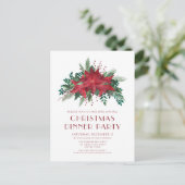 Feierliche Rote Poinsettia Weihnachtsabend Einladu Postkarte (Stehend Vorderseite)