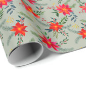 Feierliche Rote Poinsettia Weihnachtsblume Geschenkpapier (Rolleneckpunkt)