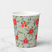 Feierliche Rote Poinsettia Weihnachtsblume Pappbecher (Rückseite)