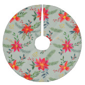 Feierliche Rote Poinsettia Weihnachtsblume Polyester Weihnachtsbaumdecke (Vorderseite)