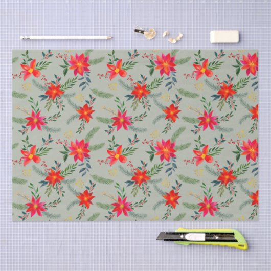 Feierliche Rote Poinsettia Weihnachtsblume Seidenpapier (Handwerk)