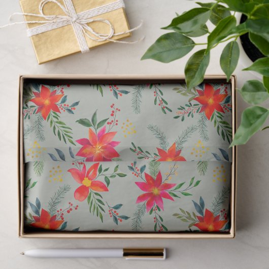 Feierliche Rote Poinsettia Weihnachtsblume Seidenpapier (Geschenk)